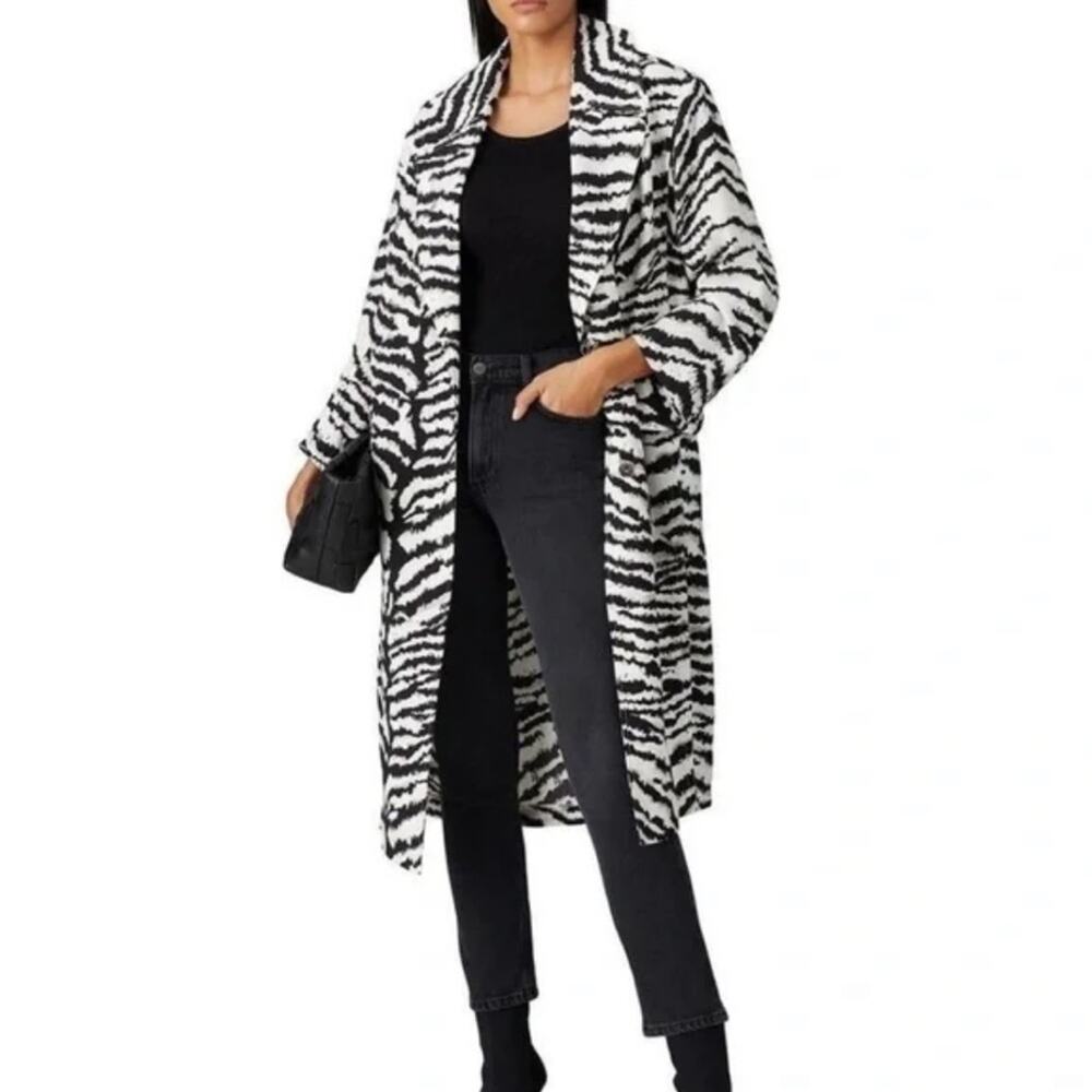 Victor Alfaro Collective Oversized Zebra Print Blazer Jacket Duster Animal Print